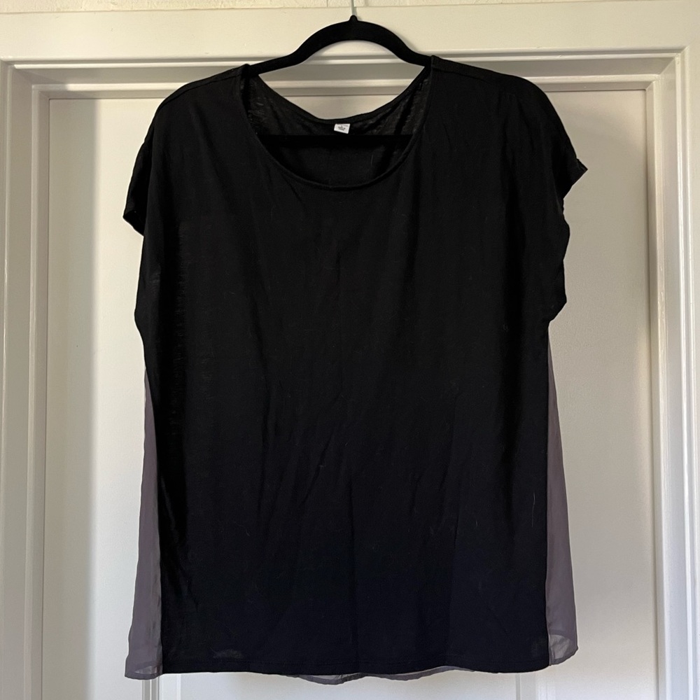 Gathered back black blouse